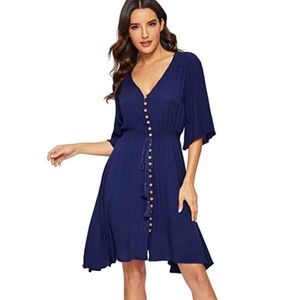 Women's Boho Button up Floral Print Flowy Dress